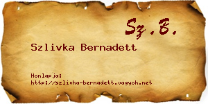 Szlivka Bernadett névjegykártya